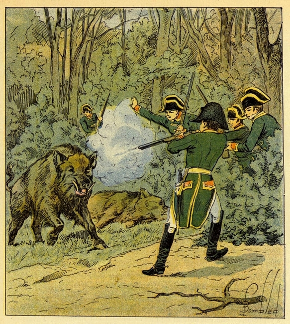 L’Empereur chasse le sanglier dans la forêt de Marly par Louis Charles Bombled - Don à la Société de Vènerie